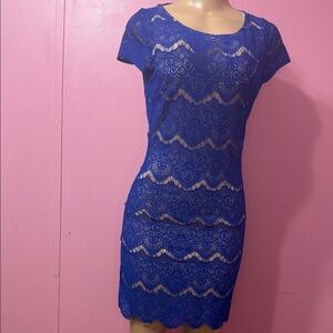 Bebe Cobalt Blue Lace Mini Dress size M